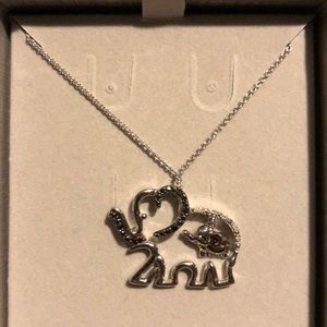Black and Silver Diamond Elephant Necklace